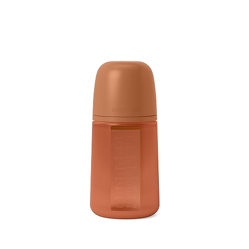 Suavinex, Flasche mit Silikonflasche, 240 ml, mit physiologischem Sauger SX Pro aus Silikon, mit Anti-Colic-Ventil, mittlere Durchflussmenge (M), für Babys + 3 Monate, Colour Essence, Ziegel