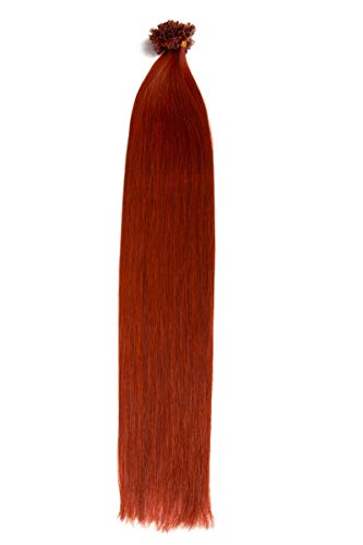 100 x 1,0g glatte indische Remy 100% Echthaar-Strähnen/U-tip/Extensions/Haarverlängerung mit Keratinbondings 50 cm #350 Kupfer - copper