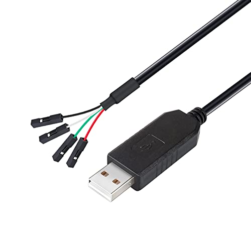DTECH USB auf TTL Serial 3,3 V Adapterkabel TX RX Signal 4-polig 0,3 cm Pitch Buchse PL2303 Prolific Chip Windows 10 8 7 XP Vista (1,8 m, schwarz)