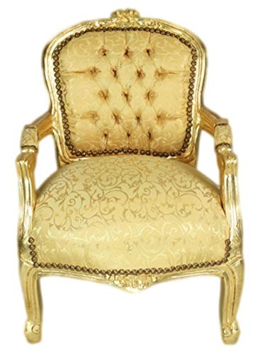 Casa Padrino Barock Kinder Stuhl Gold Muster/Gold - Armlehnstuhl - Antik Stil Möbel