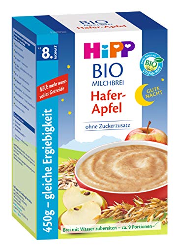 Hipp Bio-Milchbrei Gute-Nacht-Brei Hafer Apfel, 2er Pack (2 x 450g)