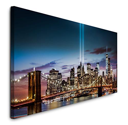 Paul Sinus Art GmbH New York City Skyline 120x 50cm Panorama Leinwand Bild XXL Format Wandbilder Wohnzimmer Wohnung Deko Kunstdrucke