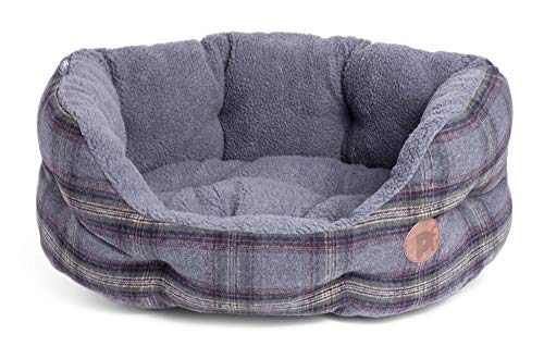 Petface ovales Hundebett aus Tweed, groß, grau