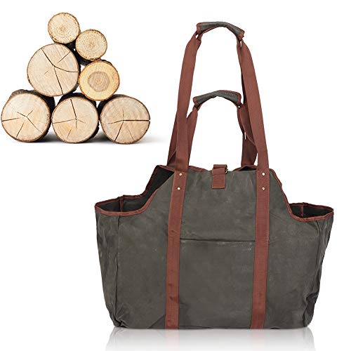 Brennholztasche, hochwertiges Leinenstoffgewebe, Brennholzträger, gewachste Leinwand-Holztasche für Aufbewahrungsbox-Werkzeugkasten