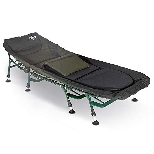 Lucx® Bedchair Komfort/Angelliege/Karpfenliege / 8 Beine Liege mit Matratze/Gartenliege Maße (L/B/H): 210 x 85 x 38 cm