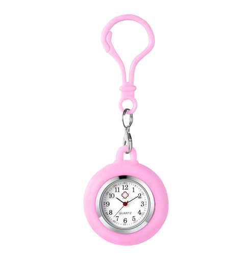 Lancardo Clip auf Silikon Taschenuhr Rucksack Schnalle Uhr für Männer Frauen Krankenschwester Arzt Kletterer draußen Aktivitäten, Pink, Casual