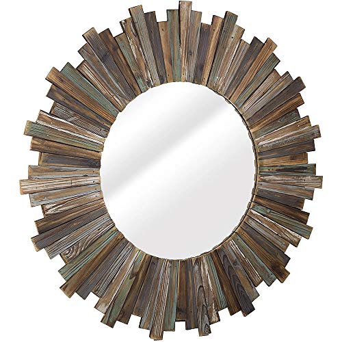 Melko Wandspiegel rund 90 cm Shabby Chic Spiegel Hängespiegel Flurspiegel