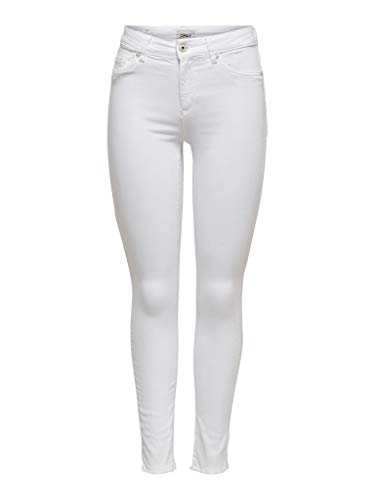 ONLY NOS Damen onlBLUSH MID SK ANK RAW REA0730NOOS Skinny Jeans, Weiß (White White), 34/L34 (Herstellergröße: XS)