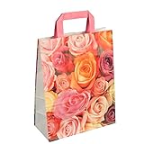 250 Papiertragetaschen Einkaufstüten Tragetaschen aus Papier 22+10x28cm 80g/m² Blumen weiß rosa mit Neutralmotiv Millefiori