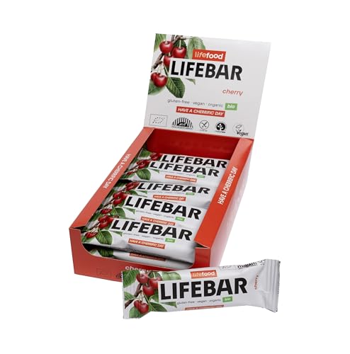 Lifefood Lifebar Energieriegel, Vegan Sportriegel, RAW BIO Rohkost, Vegan, Glutenfrei, Laktosefrei, Ohne Zuckerzusatz, Biologisch angebaut - 15er Pack (15 x 40 g) (Kirsche)