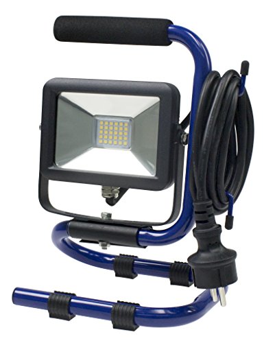 as - Schwabe 46410 Mobiler Chip-LED-Strahler 10 W, IP 65 Baustrahler für Aussen und Baustelle, blau, 230 V
