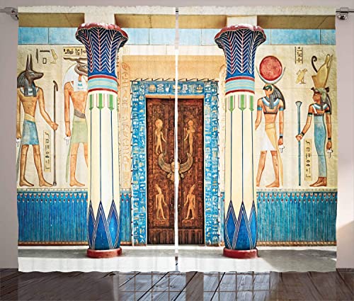 YUANCHENG Fenstervorhänge Ägyptische Schrift auf Stein Antik Alte Indigene Zivilisation Wohnzimmer Schlafzimmer Dekor Vorhang Fenster