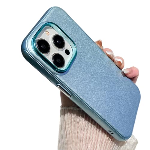 ENILSA Luxuriöse Leder-Muster-Magnethülle für iPhone 15 13 14 Pro Max, flüssiges Silikon, kabellose Ladeabdeckung, Zubehör, Sierra Blue, für iPhone 14 Pro
