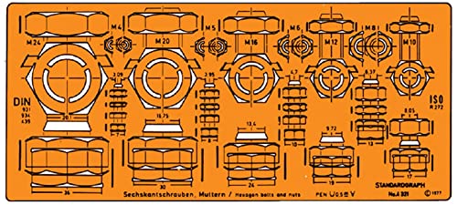 Standardgraph ST4321 - Schablone für Sechskantschrauben und Muttern M4-M24