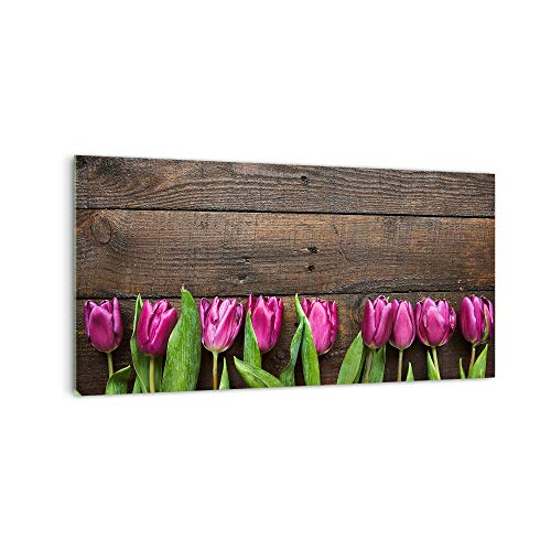 DekoGlas Küchenrückwand 'Rosa Tulpe auf Holz' in div. Größen, Glas-Rückwand, Wandpaneele, Spritzschutz & Fliesenspiegel