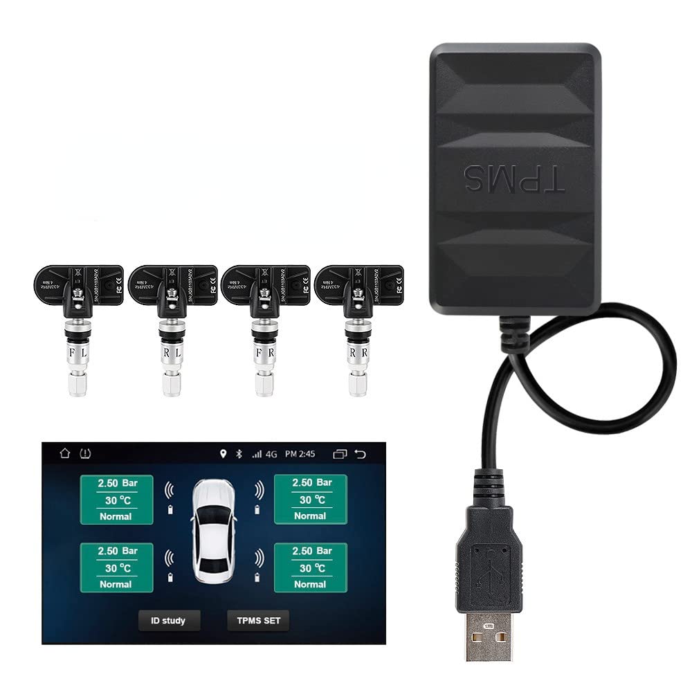 FYMTS Reifendruckkontrollsystem für Autoradio DVD-Player, USB TPMS Ersatzreifen Interner externer Sensor Android TPMS (Intern)