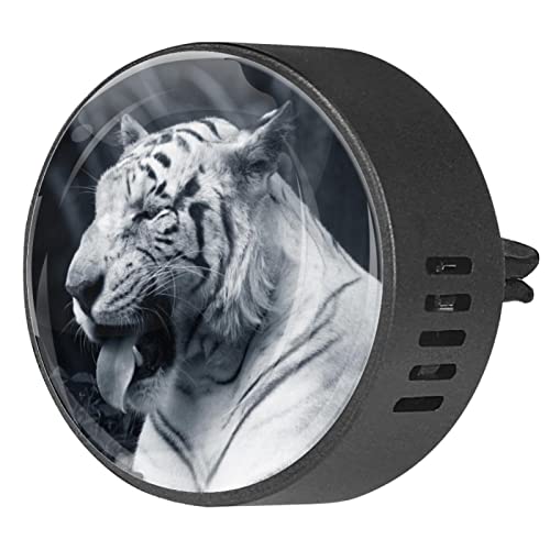 Quniao Big White Tiger Tongue Out 2PCS Custom Car Aromatherapy Air Freshener Diffuser Car Fragrance Diffuser Locket Car Diffuser Vent Clip Apply for Car, Office, Kitchen