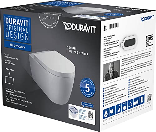 Duravit Wand-WC-Set ME by STARCK,rimless,Durafix TS,weiß,inkl.WC-Sitz mit Absenkautomatik, 45290900A1