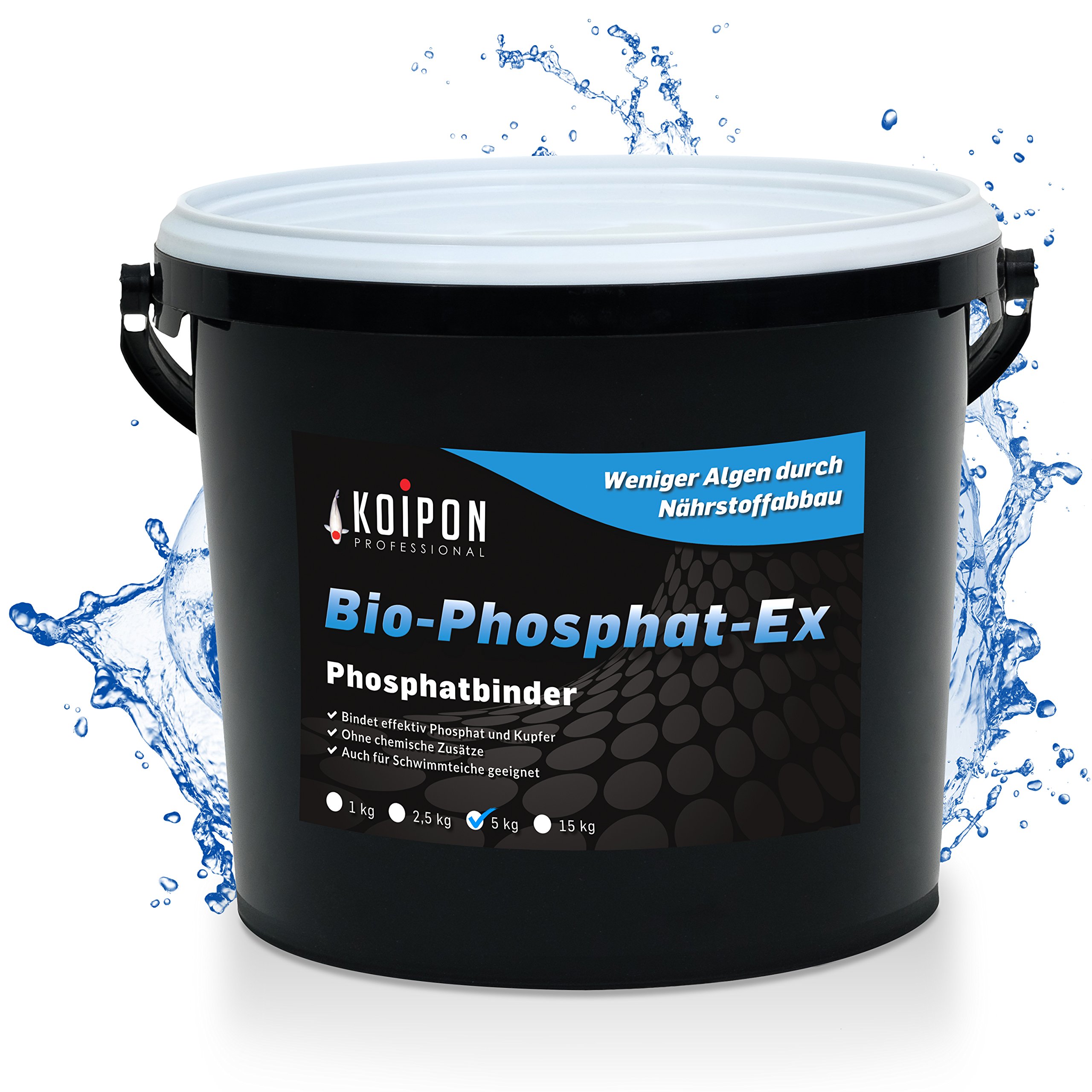KOIPON Bio-Phosphat-Ex 5 kg Phosphatbinder zur Teich Reinigung von Metallen und präventiver Schutz vor Algenwachstum im Gartenteich und Fischteich