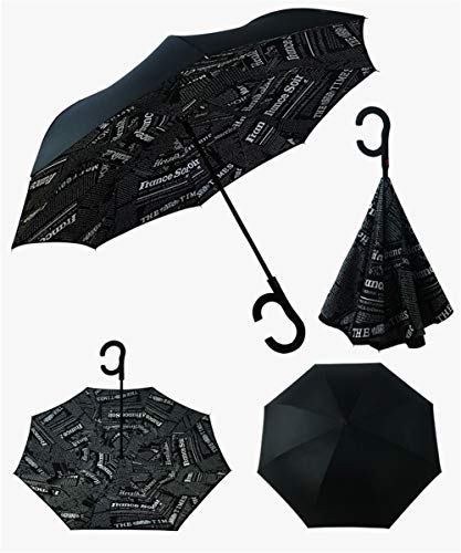 Rückwärtsschirm, kann automatisch Stehen C-Typ Freisprechschirm Regenschirm klar Sonnenschutz und Regen Automatischer Regenschirm,O