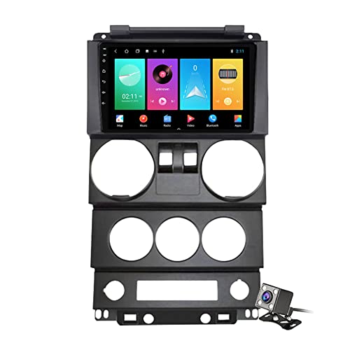 Android 11 Autoradio für Je-ep Wrangler Unlimited 3 JK 2008–2010, 9 Zoll Touchscreen FM AM Radio mit Carplay, Android Auto/Bluetooth/GPS-Navigation/Rückfahrkamera/DSP Multimedia