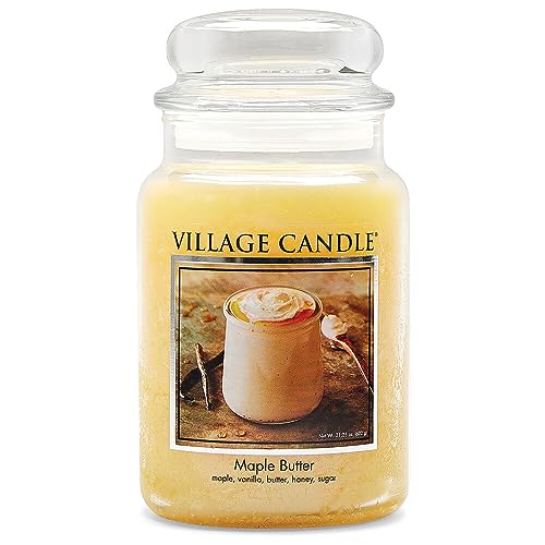 Village Candle Ahornbutter große Duftkerze im Glas 737 g, gelb, 10.3 x 10.6 x 17.7 cm