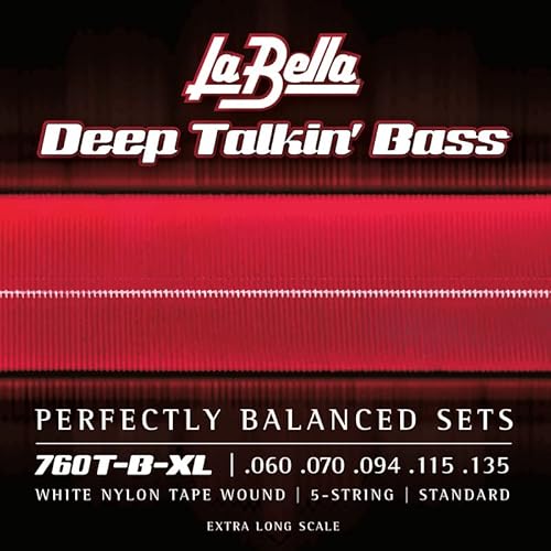 La Bella 760T-B-XL Saite für Bassgitarre, Nylon, extra lang, Weiß