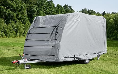 BERGER Wohnwagen Caravan Schutzhülle Abdeckung Schutzhaube Verschiedene Größen inkl. Packsack grau (4,7 x 2,5 x 2,2 m)