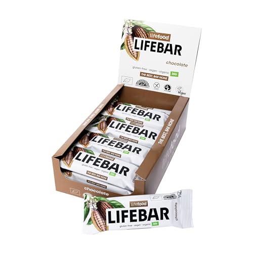 Lifefood Lifebar Energieriegel, Vegan Sportriegel, Riegel RAW BIO Rohkost, Vegan, Glutenfrei, Laktosefrei, Ohne Zuckerzusatz, Biologisch angebaut - 15er Pack (15 x 40 g) (Schokolade)