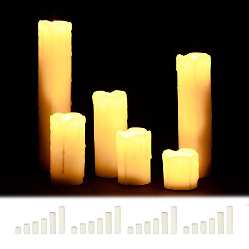Relaxdays 24 x LED Kerze im Set, Echtwachskerzen flammenlos, elektrische Kerzen flackernd, Batterie, Durchmesser 5 cm, creme