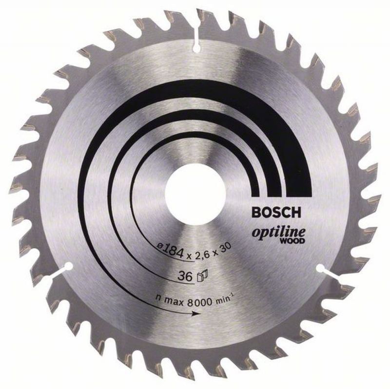 Bosch Kreissägeblatt Optiline Wood für Handkreissägen, 184 x 30 x 2,6 mm, 36 2608640611