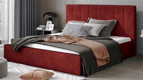 Casa Padrino Luxus Doppelbett mit Matratze Bordeauxrot - Verschiedene Größen, Grösse:180 x 200 cm