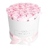 Infinity Flowerbox Large (Weiß) - 18 echte Premiumrosen in Bridal Pink