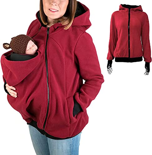 3 In 1 Multifunktion Umstandsjacke Känguru Mama Jacke Tragejacke Fleece Sweatjacke Mit Babyeinsatz Tragejacke Warme Sportjacke Geeignet Für Schwangere Mütter 1,L