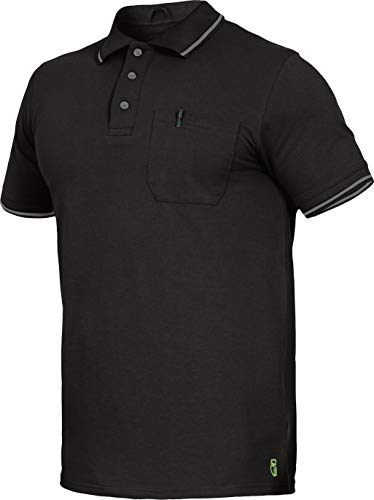 Flex-Line Polo-Shirt Arbeitspolo mit Brusttasche (M, Schwarz)