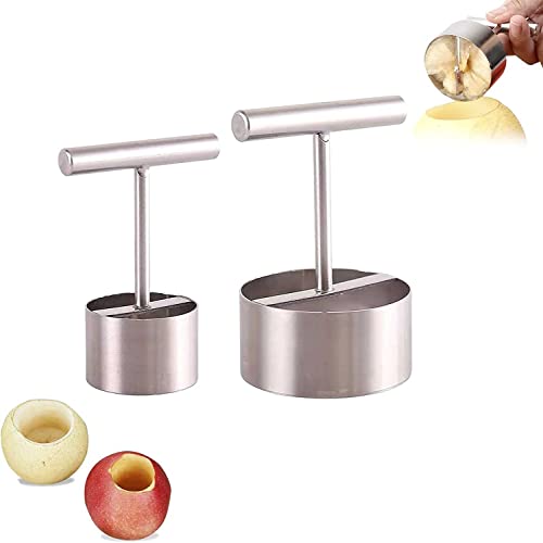 2 PCS Edelstahl Multifunktions-Apfelkerntrenner Küchenwerkzeug, 304 Edelstahl Premium Einfach zu bedienender langlebiger Apfelentkerner (Groß + Klein)