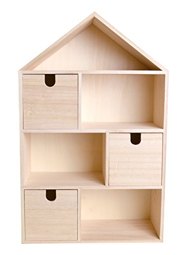 Artemio 14002224 Haus zum Dekorieren mit 3 Schubladen Holz 30,5 x 48,5 x 12 cm