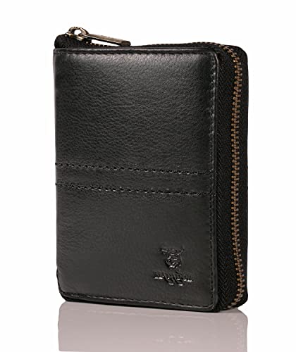 MATADOR® Leder Geldbörse Herren mit Reißverschluss Black Geldtasche TüV geprüfter RFID & NFC Schutz Portemonnaie Damen Geschenk-Box