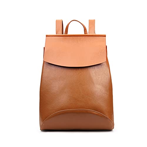 Frauen-Qualitäts-PU-Leder-Rucksack-Schule-Schulter-Beutel for Frauen-Rucksäcke Reise-Lady Bookbags (Color : Brown, Size : 13.8 * 11 * 5inch)