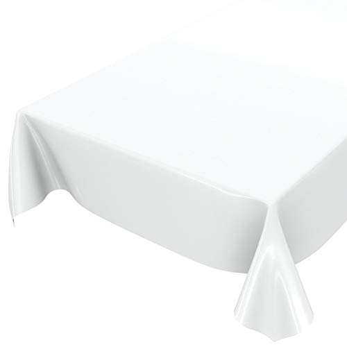 ANRO Wachstuchtischdecke Wachstuch abwaschbare Tischdecke Uni Glanz Einfarbig Weiß 500x140cm