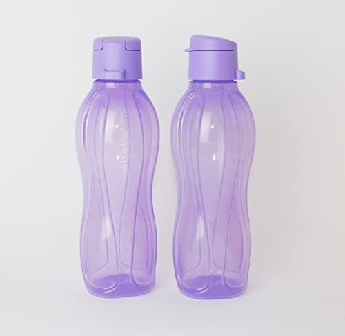 EcoEasy TUPPERWARE Trinkflasche to Go 2X 500ml Lila, Hellblau mit Schraubverschluss + Geschenk 1x Ausstechform Zufallsform
