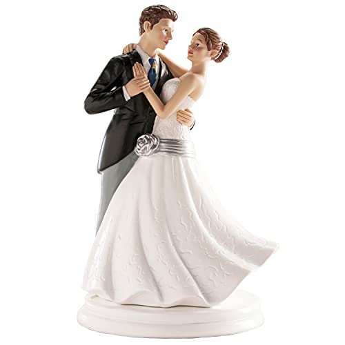 Dekora 305068 Tanzendes Brautpaar Figur für Hochzeitstorte 20 cm, Schwarz/Weiß