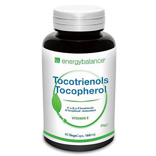Tocotrienol alpha - gamma - 4 Tocopherole in 1 - Natürlicher Vitamin E Komplex - 54,1mg - Vegan - GVO-frei - Ohne Zusatzstoffe - Antioxidans - 60 VegeCaps