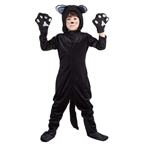 PRETYZOOM Kinder Katzenkostüm Pyjama Halloween Kostüm für Jungen Mädchen Halloween Cosplay (Größe M)