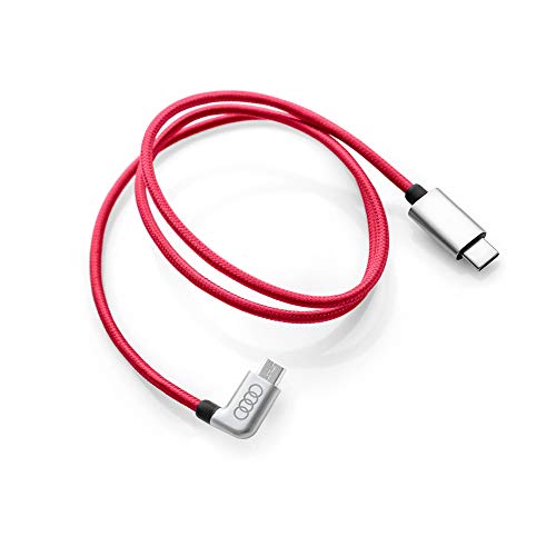Audi 8S0051435J Ladekabel C auf Micro-USB Kabel gewinkelt rot