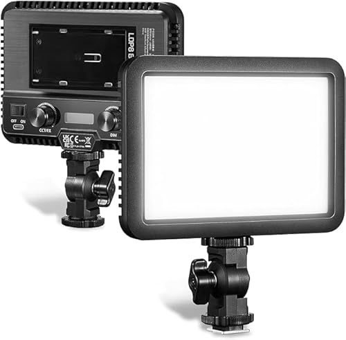 Godox LDP8D LED-Videoleuchte 10 W Fotografie-Lichtpanel 5600 K, einstellbare Helligkeit, 8 FX-Lichteffekte, Zwei Stromversorgungsmöglichkeiten mit Kaltschuh-Adapter für Vlog/Foto/Konferenz/Live