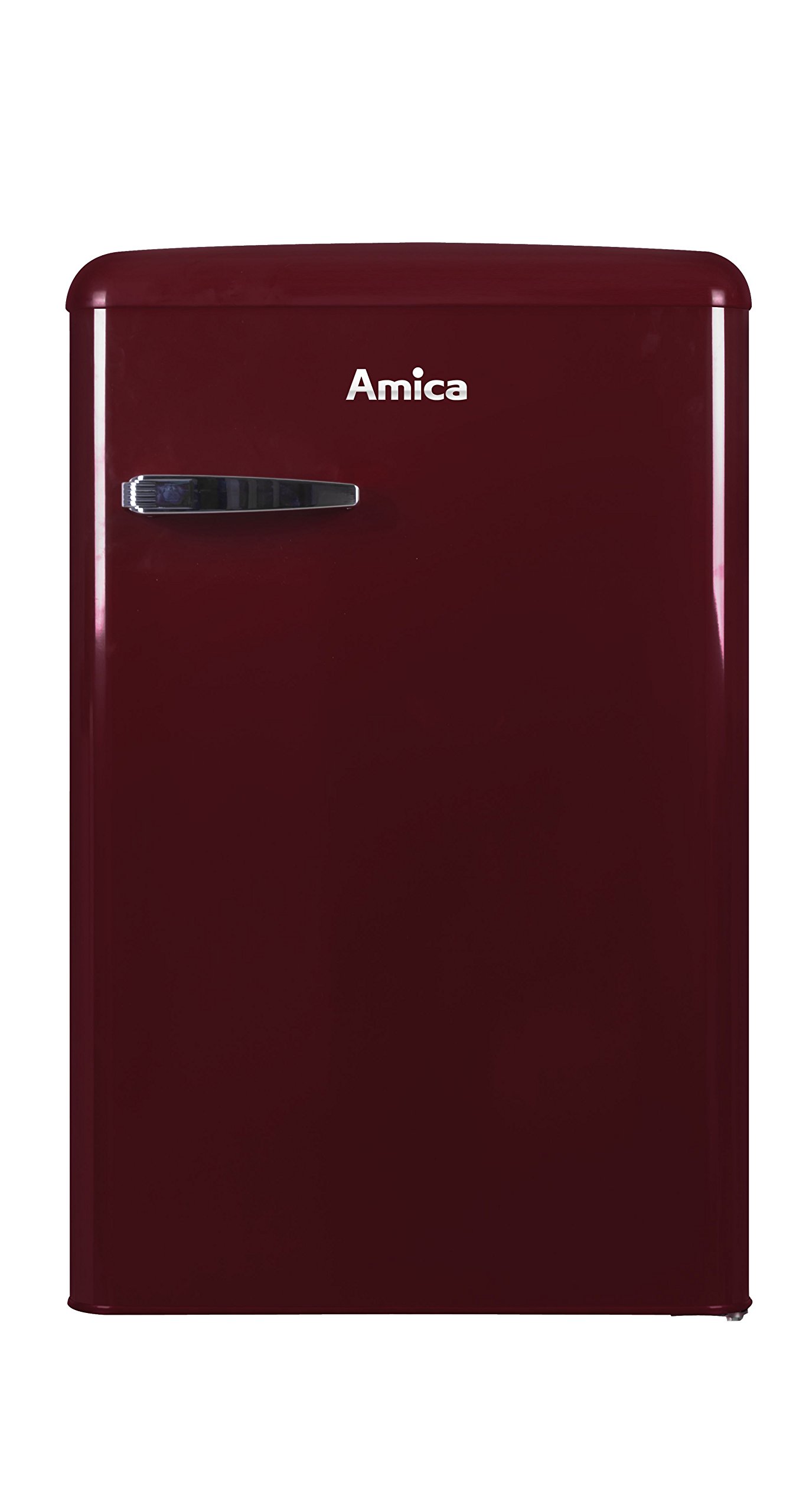 Amica KS 15611 R Retro Kühlschrank mit Gefrierfach / Wine Red (Weinrot) / 88cm (H) x 55cm (B) x 62cm (T) / Retro-Design