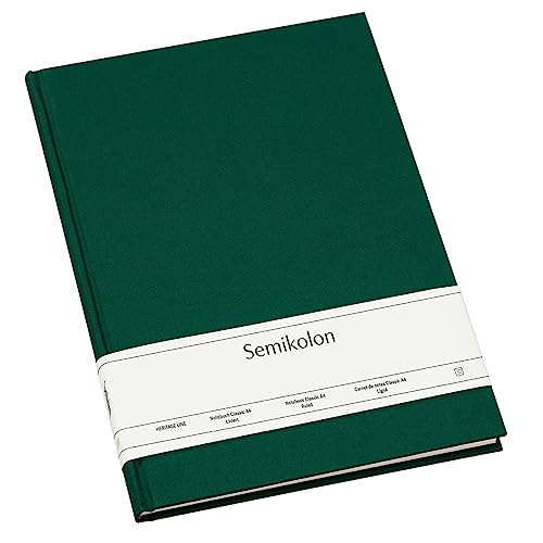 Semikolon (364082) Notizbuch Classic A4 liniert forest (Grün) - Buchleinenbezug - 176 Seiten mit cremeweißem 100g/m²- Papier - Lesezeichen - Format: 21,7 x 30,5 cm