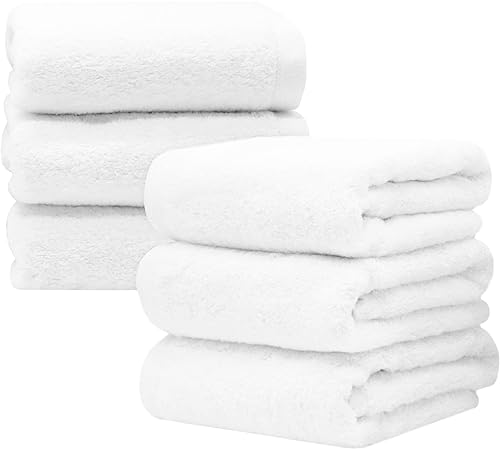 ZOLLNER 6er Set Handtücher, 50x70 cm, 100% Baumwolle, 650g/qm, weiß