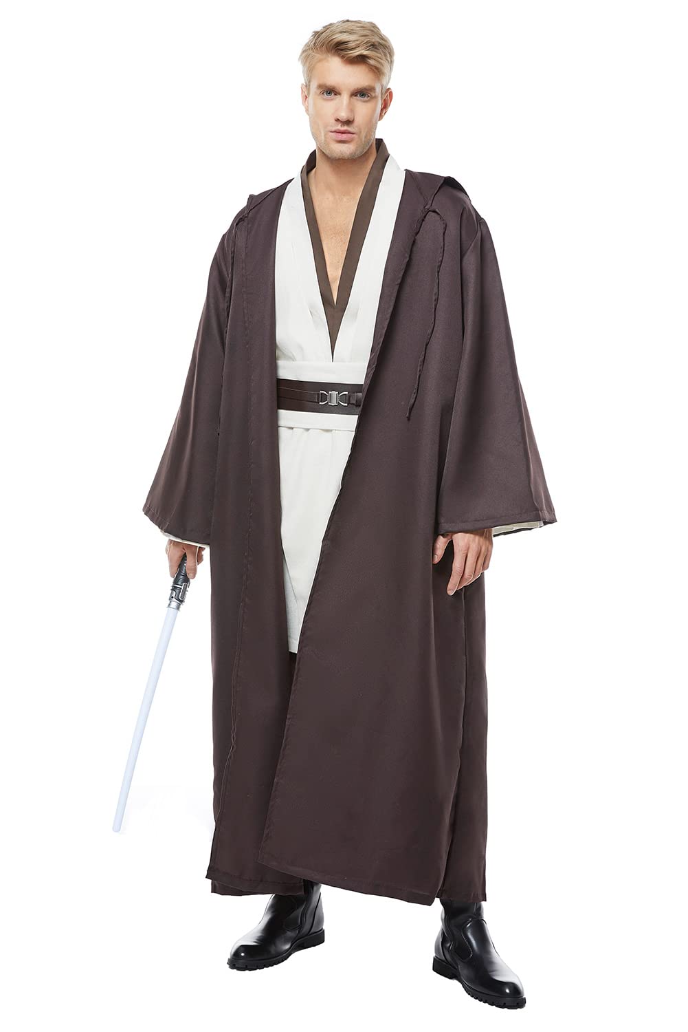 Kostor Obi Wan Kenobi Cospaly Kostüm Tunika Herren Mantel Weiß, Braun/Beige, X-Small